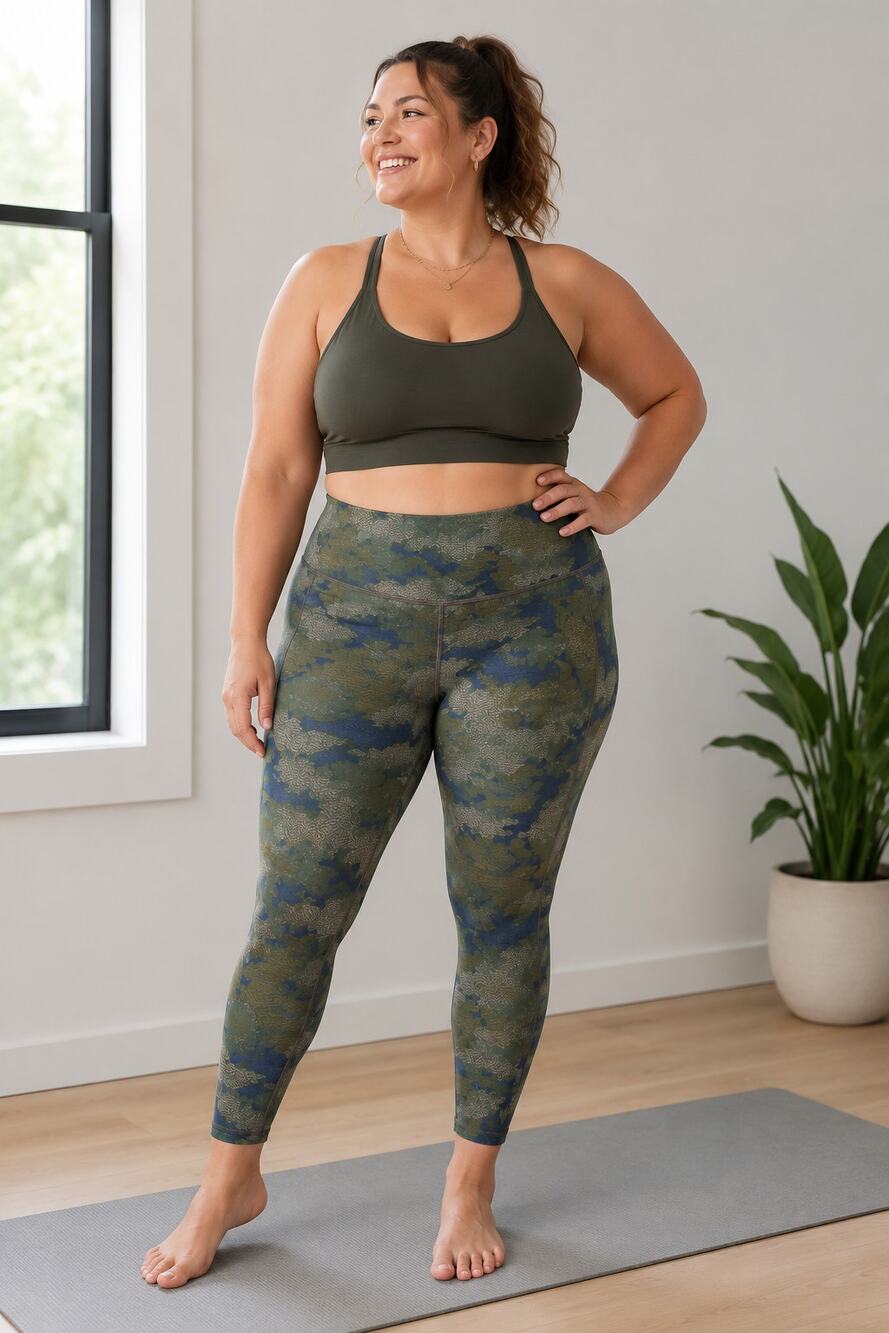 Athleta NWOT Topiary Abstract Olive Combo Salutation Stash 7/8 Tight Leggings 2X